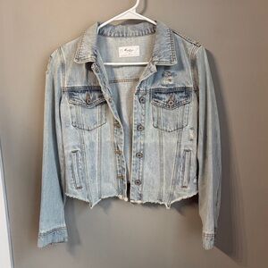KanCan Light Blue Distressed Denim Jacket